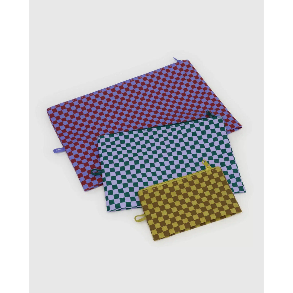 Baggu - Go Pouch set of 3 - Jewel Checks | wineandwaterways