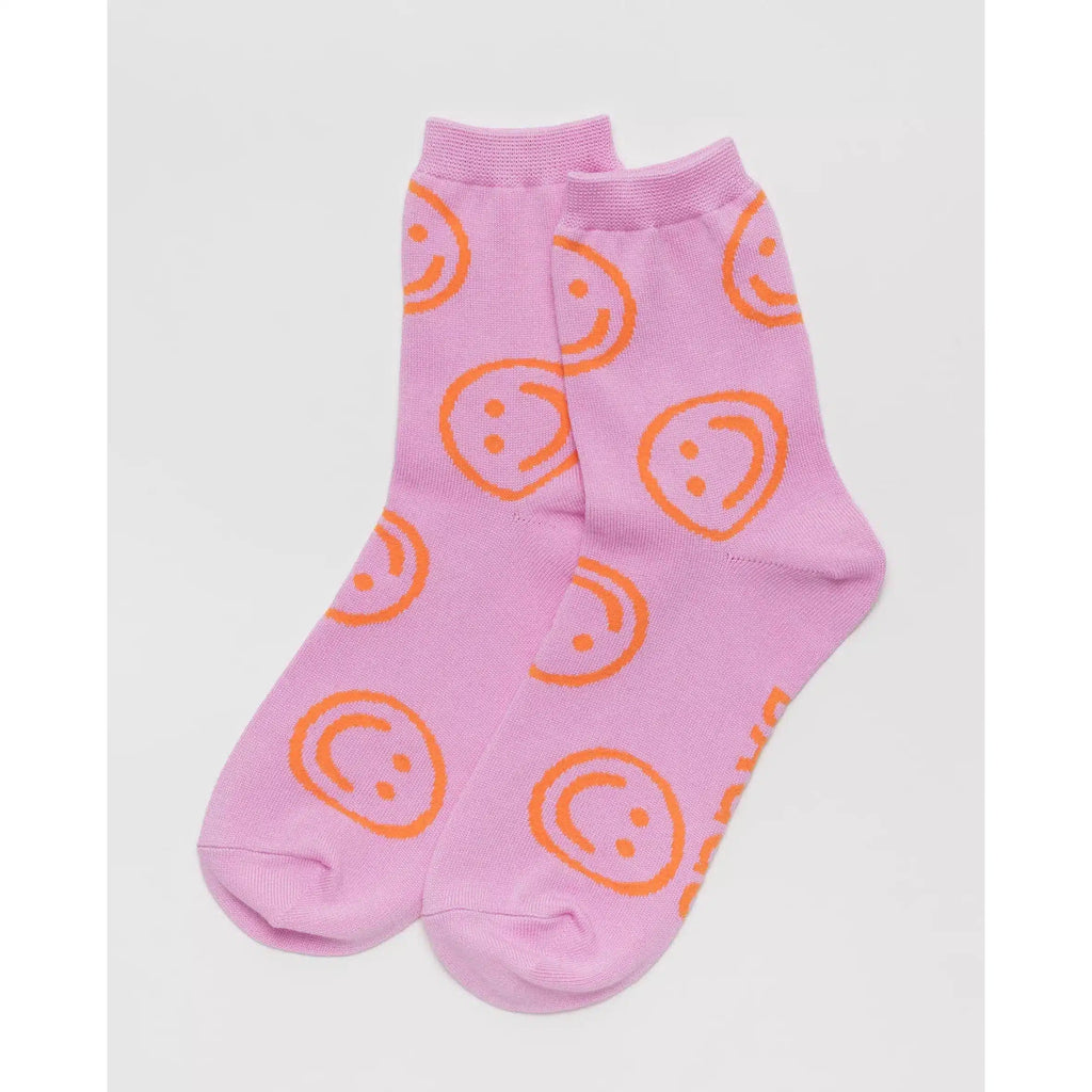 Baggu - Adult crew socks - Peony Happy | wineandwaterways