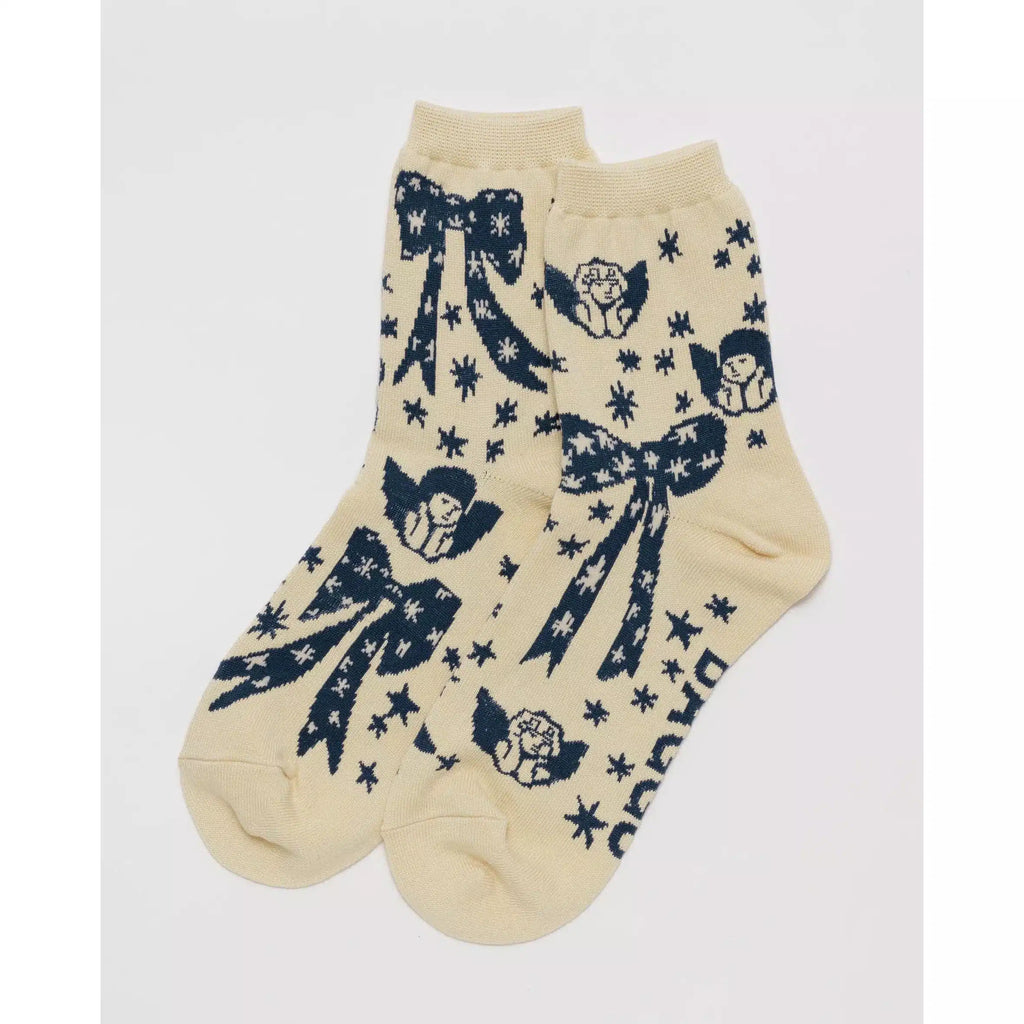 Baggu - Adult crew socks - Cherub Bows | wineandwaterways