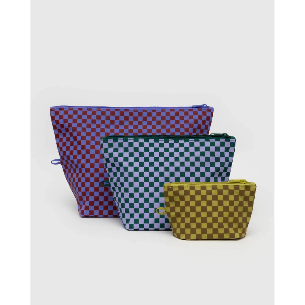 Baggu - Go Pouch set of 3 - Jewel Checks | wineandwaterways